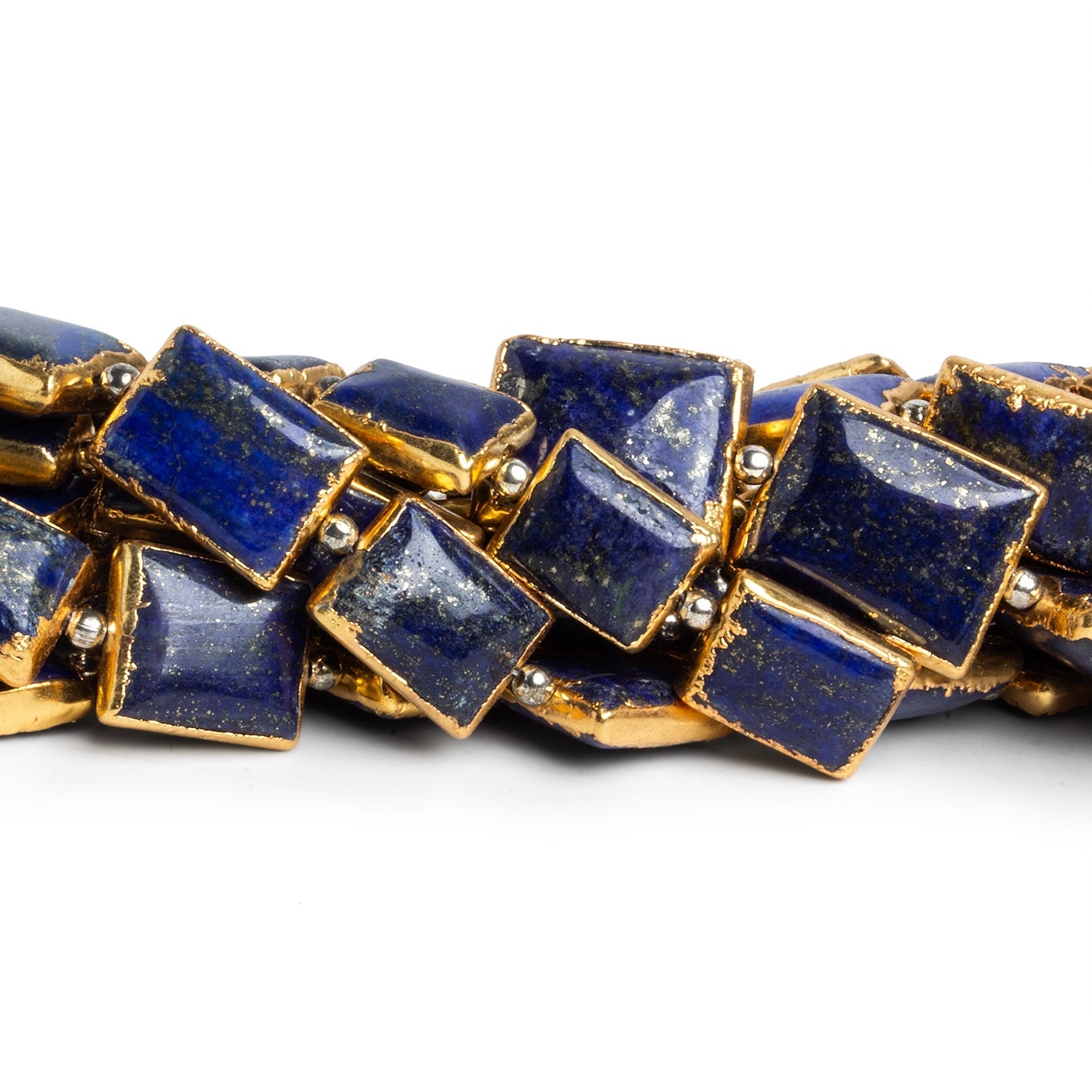 14x10mm Gold Leafed Lapis Lazuli Rectangles 8 inch 12 beads - The Bead Traders