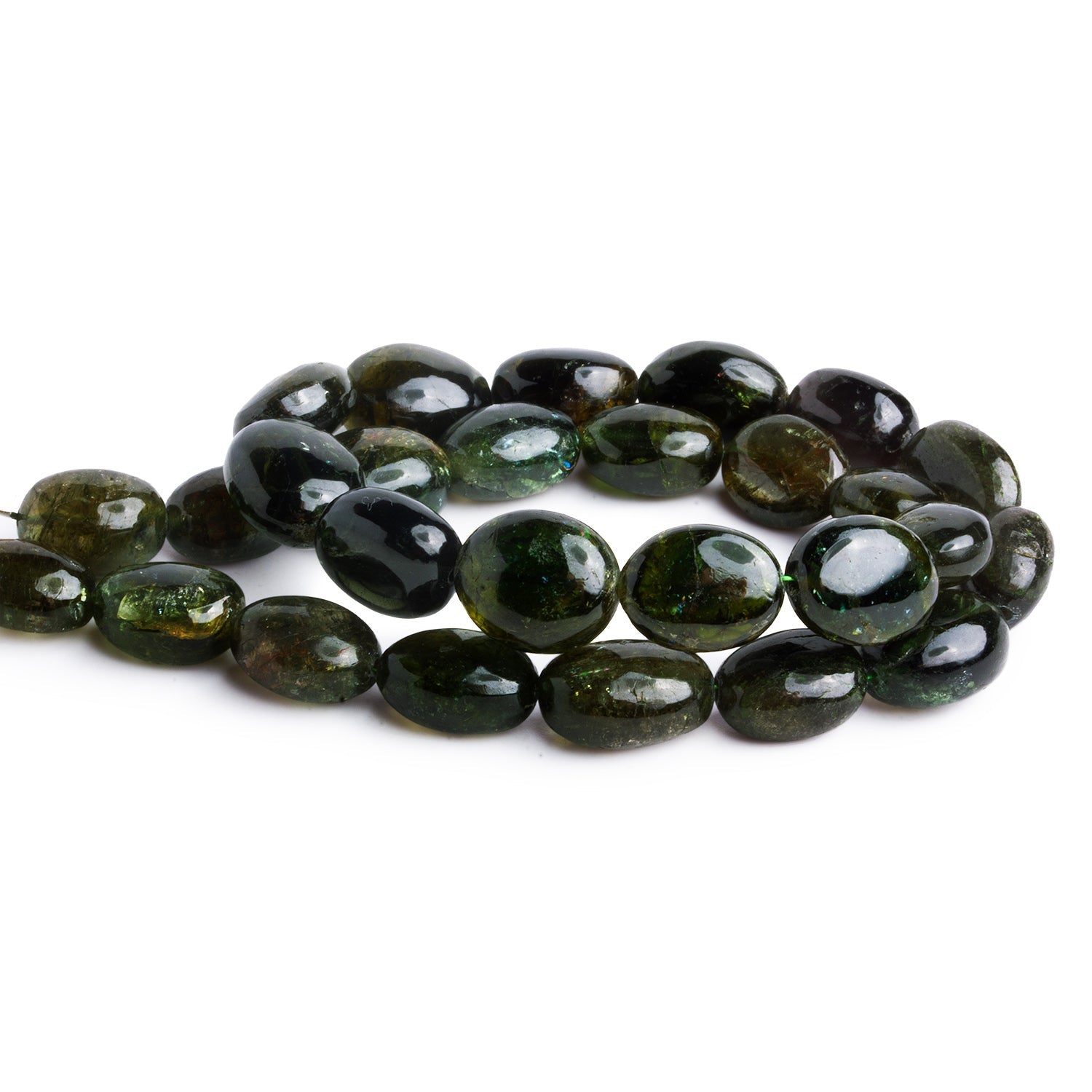 14x10mm Green Tourmaline Plain Nuggets 15.75 inch 27 beads - The Bead Traders
