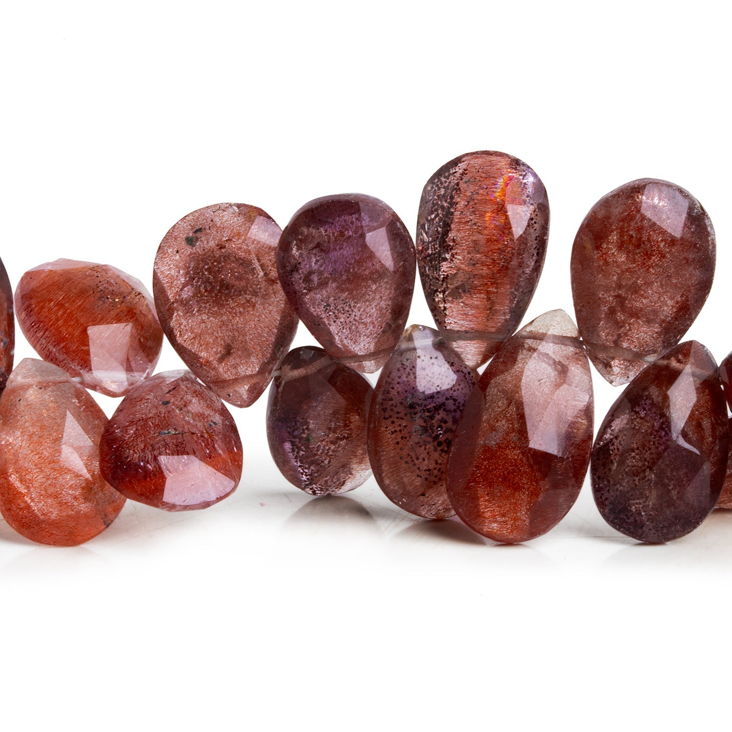 14x10mm Mossy Amethyst Faceted Pears 8 inch 44 beads - The Bead Traders