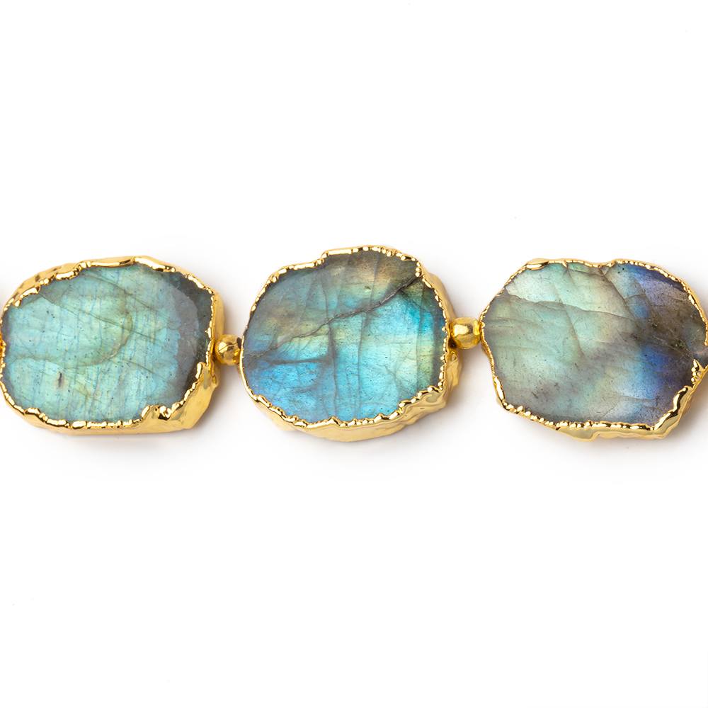 14x11mm Gold Leafed Labradorite Slices 4 inch 7 beads - The Bead Traders