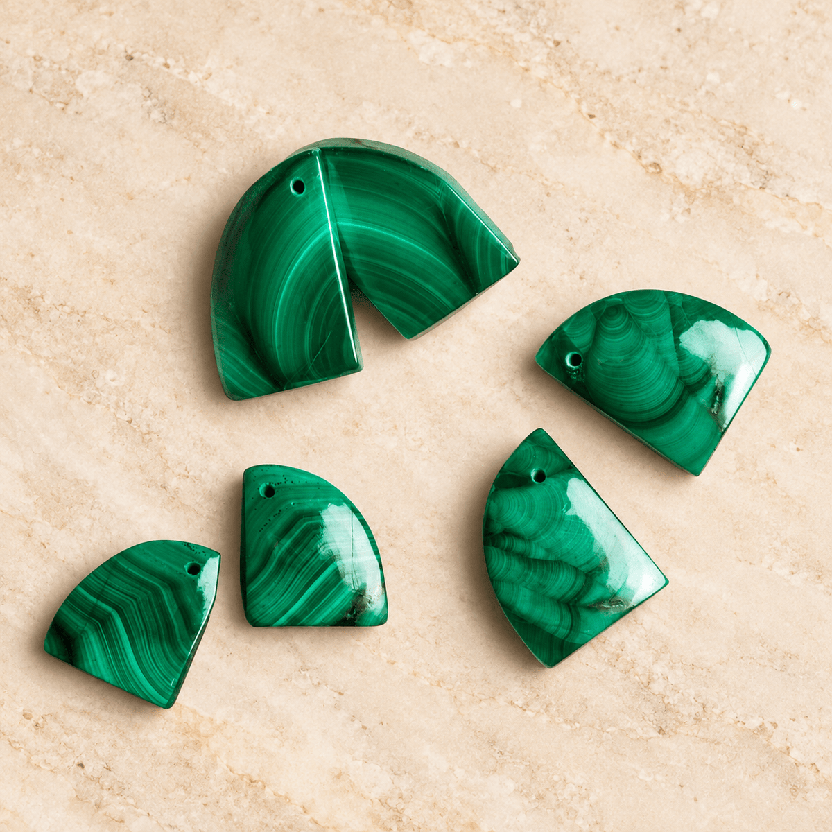 14x11mm Malachite Fancy Shape Focals 2 Beads - The Bead Traders