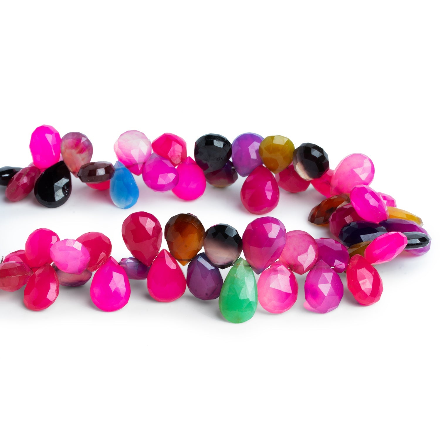 14x9mm Multi Chalcedony Faceted Pears 8 inch 53 beads - The Bead Traders