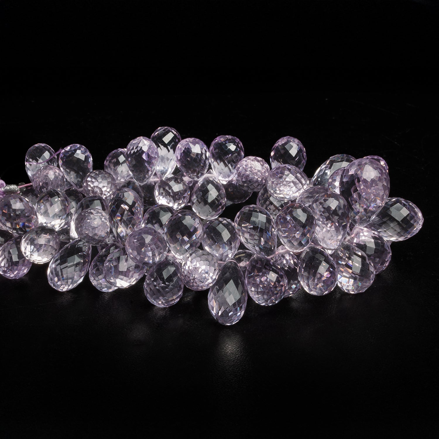 14x9mm Pink Amethyst Faceted Teardrops 7.5 inch 64 beads - The Bead Traders