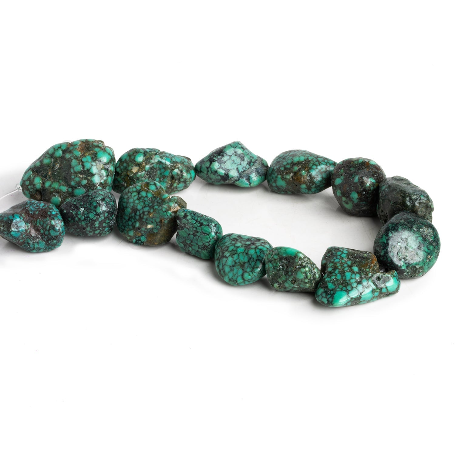 15 - 35mm Turquoise Plain Nuggets 12 inch 13 beads - The Bead Traders