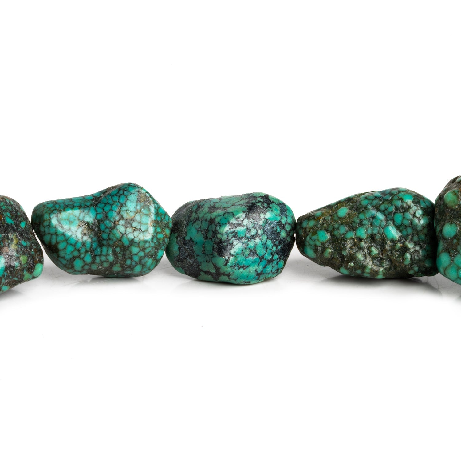 15 - 35mm Turquoise Plain Nuggets 12 inch 13 beads - The Bead Traders