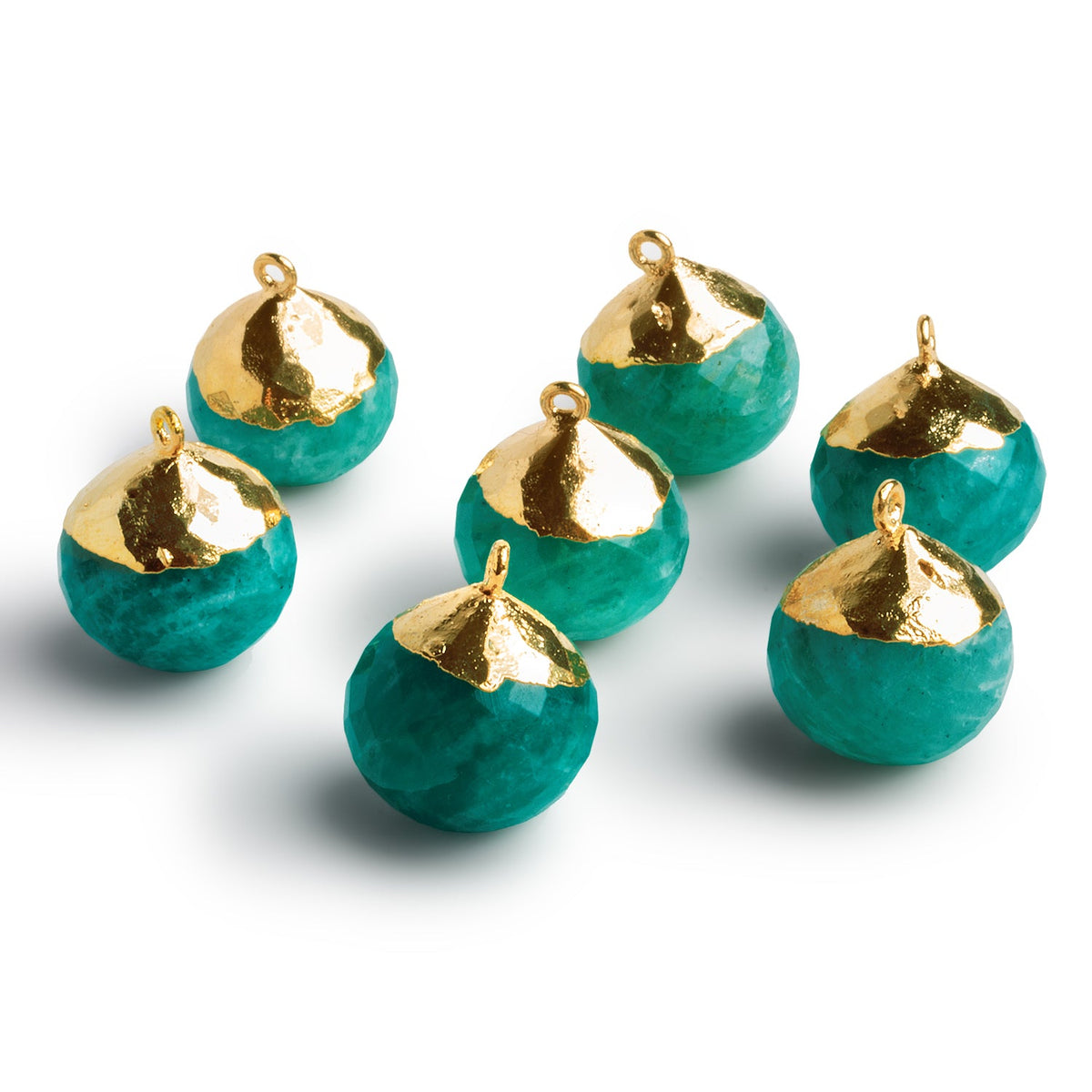 15mm Gold Leafed Amazonite Candy Kiss Pendant 1 Bead - The Bead Traders