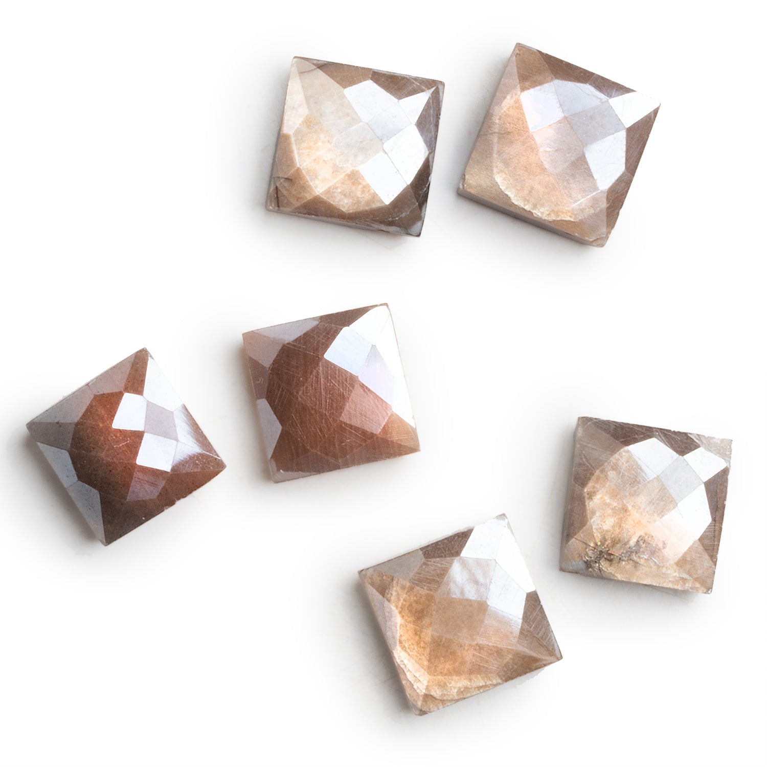 15mm Mystic Moonstone Faceted Square Focals 2 Beads - The Bead Traders