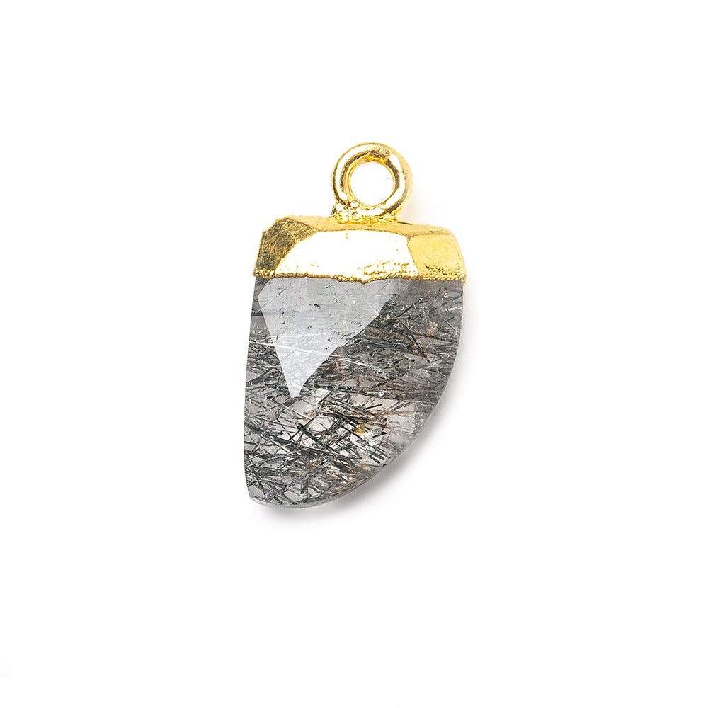 15x10mm Gold Leafed Black Tourmalinated Quartz Horn Pendant 1 piece - The Bead Traders