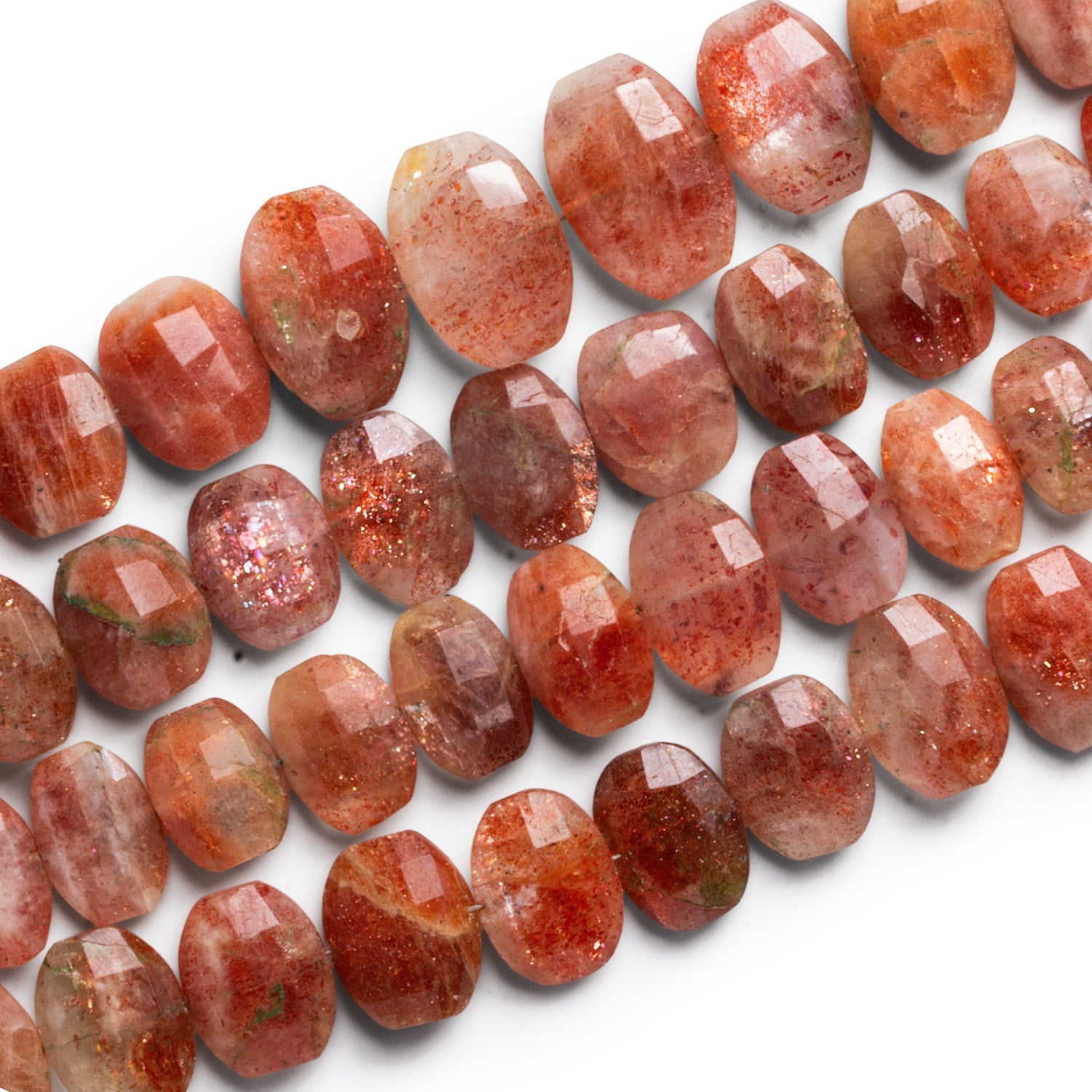 15x10mm Sunstone Faceted Pillows 7.5 inch 18 beads - The Bead Traders