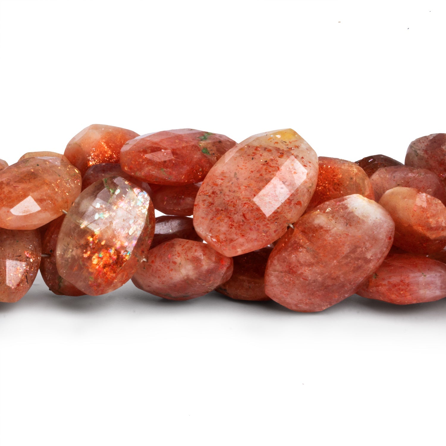 15x10mm Sunstone Faceted Pillows 7.5 inch 18 beads - The Bead Traders