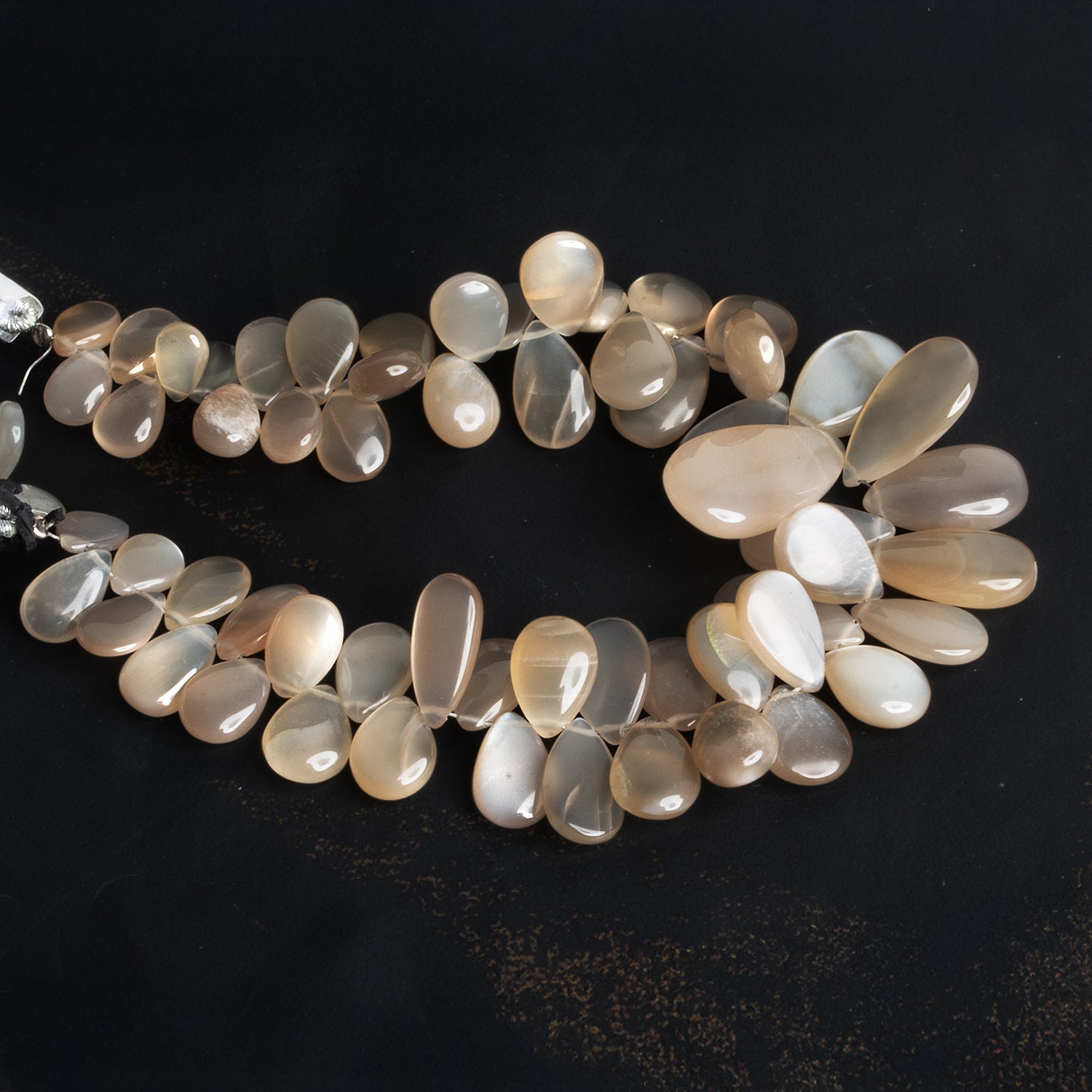 15x11mm Cream Moonstone Plain Pears 8 inch 55 beads - The Bead Traders