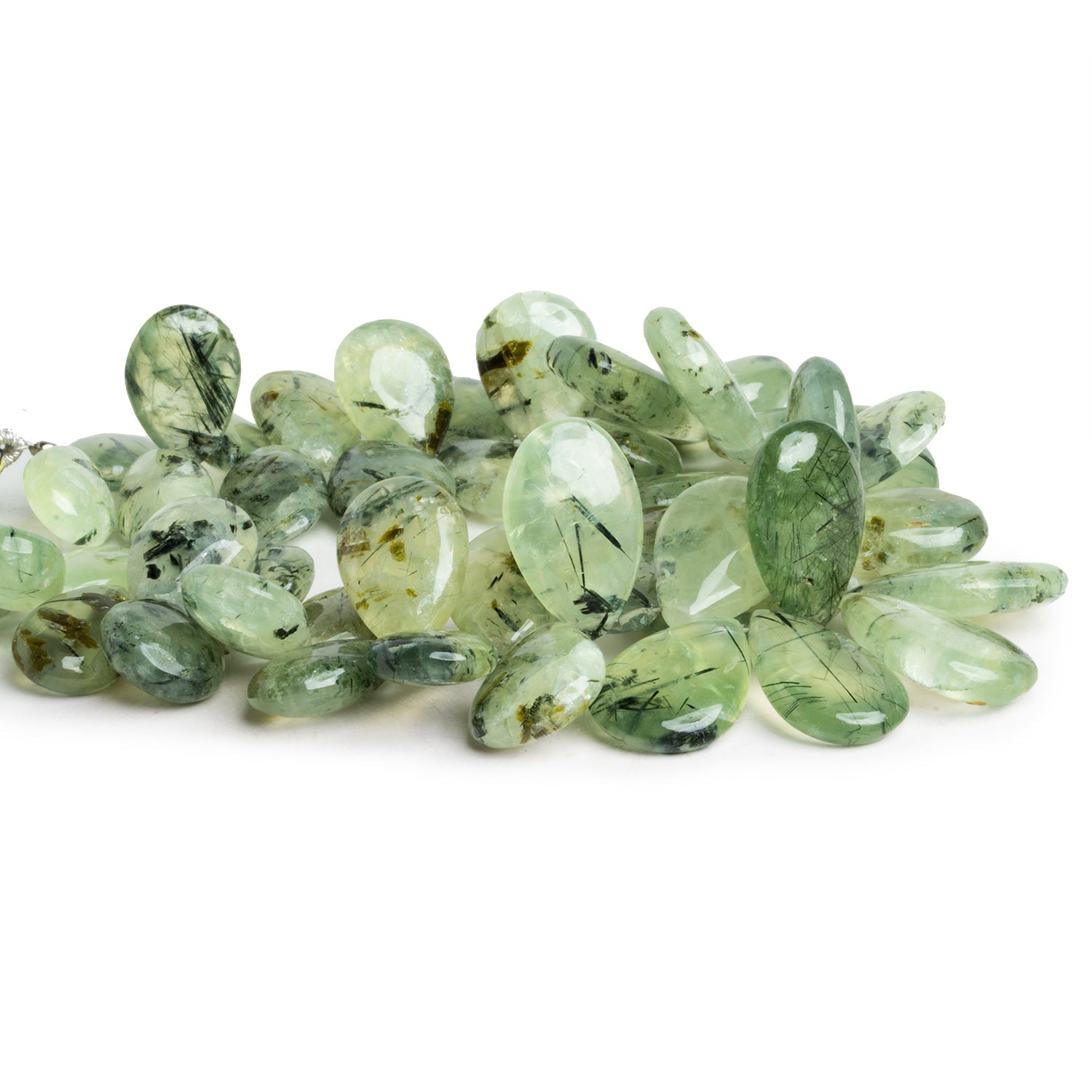 15x11mm Prehnite Plain Pears 8 inch 43 beads - The Bead Traders