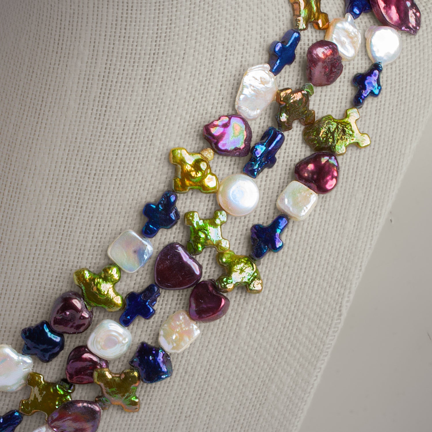 15x12mm Multicolor Multi Shape Pearls 15 inch 26 beads - The Bead Traders