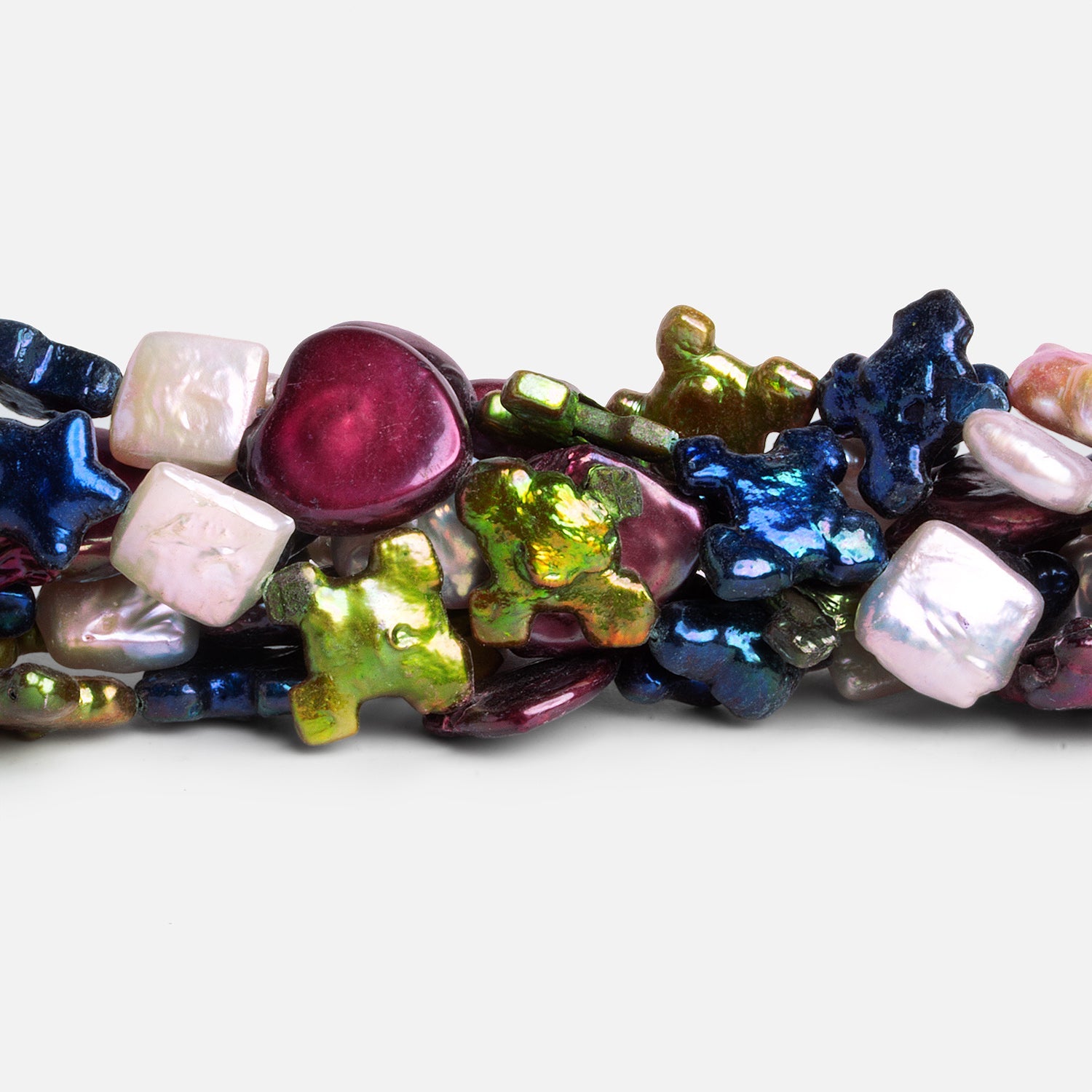 15x12mm Multicolor Multi Shape Pearls 15 inch 26 beads - The Bead Traders