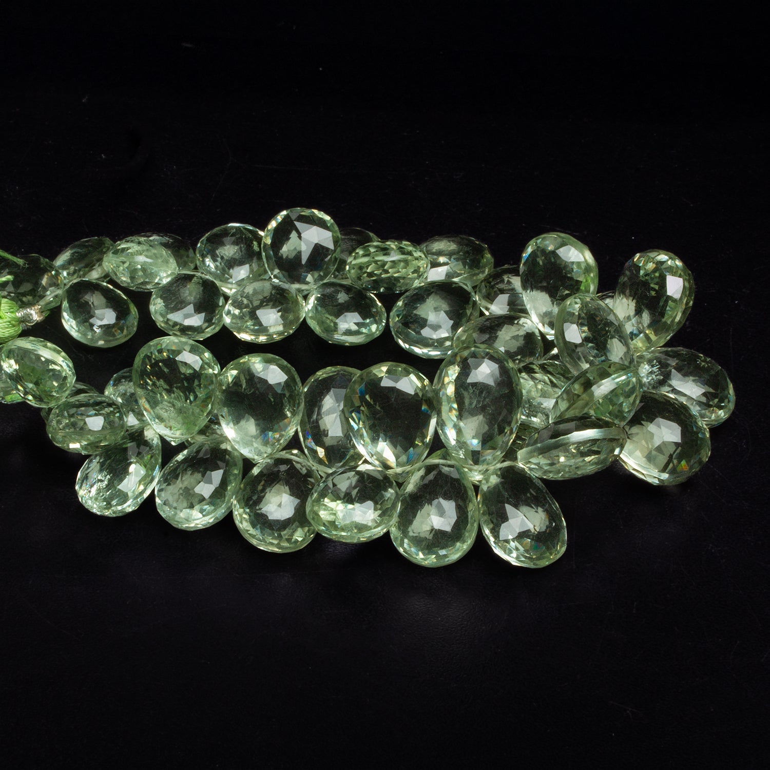 15x12mm Prasiolite Faceted Pears 8 inch 41 beads - The Bead Traders
