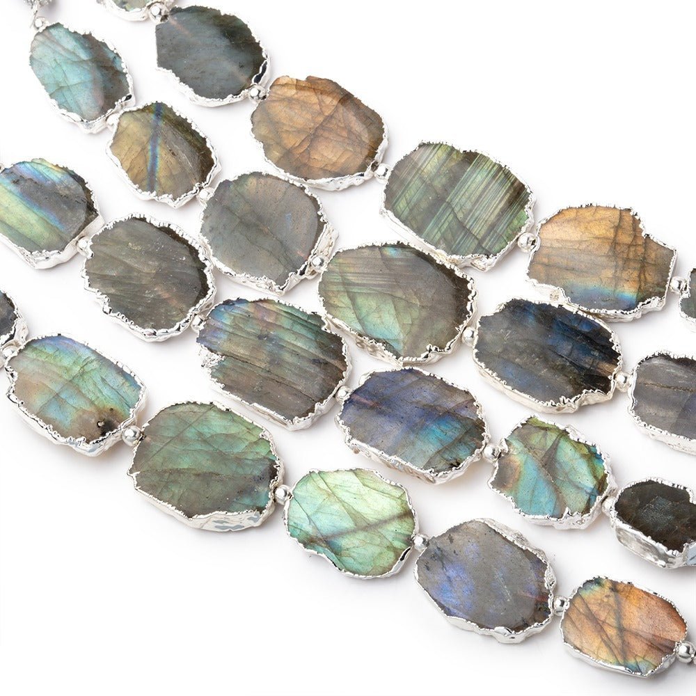 15x12mm Silver Leafed Labradorite Nuggets 4.5 inch 7 beads - The Bead Traders
