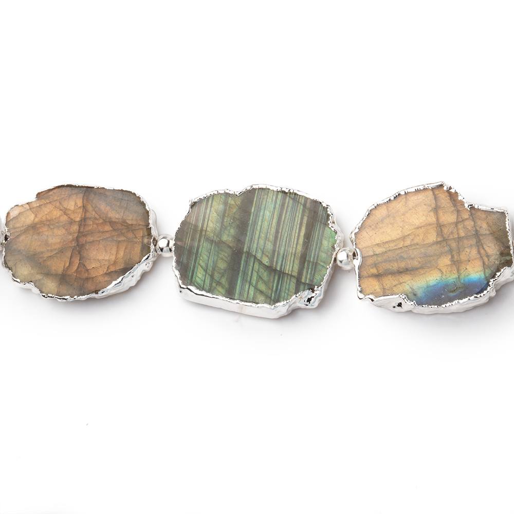 15x12mm Silver Leafed Labradorite Nuggets 4.5 inch 7 beads - The Bead Traders