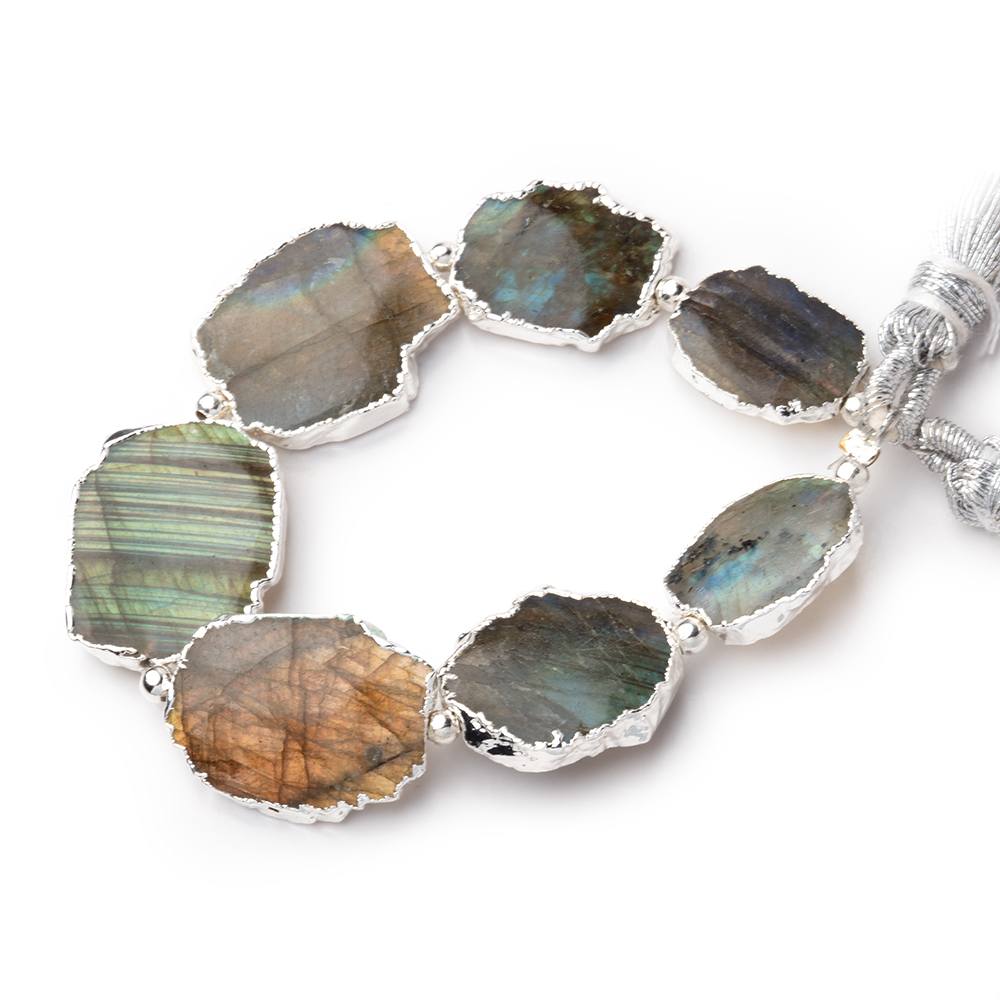 15x12mm Silver Leafed Labradorite Nuggets 4.5 inch 7 beads - The Bead Traders