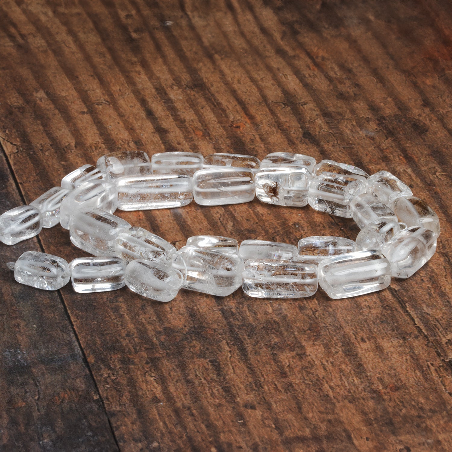 15x8mm Crystal Quartz Plain Rectangles 16 inch 28 beads - The Bead Traders