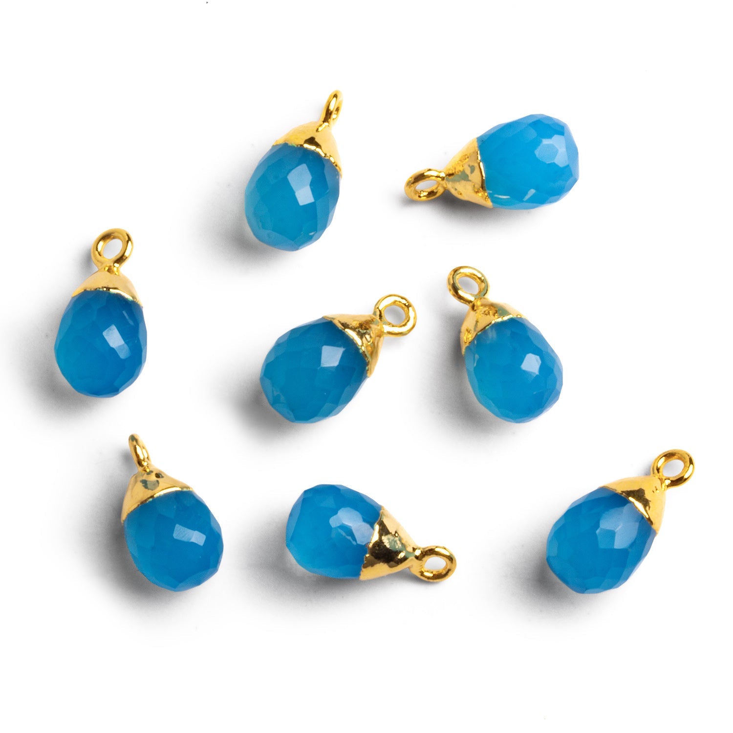15x8mm Gold Leafed Blue Chalcedony Teardrop Pendant 1 Bead - The Bead Traders