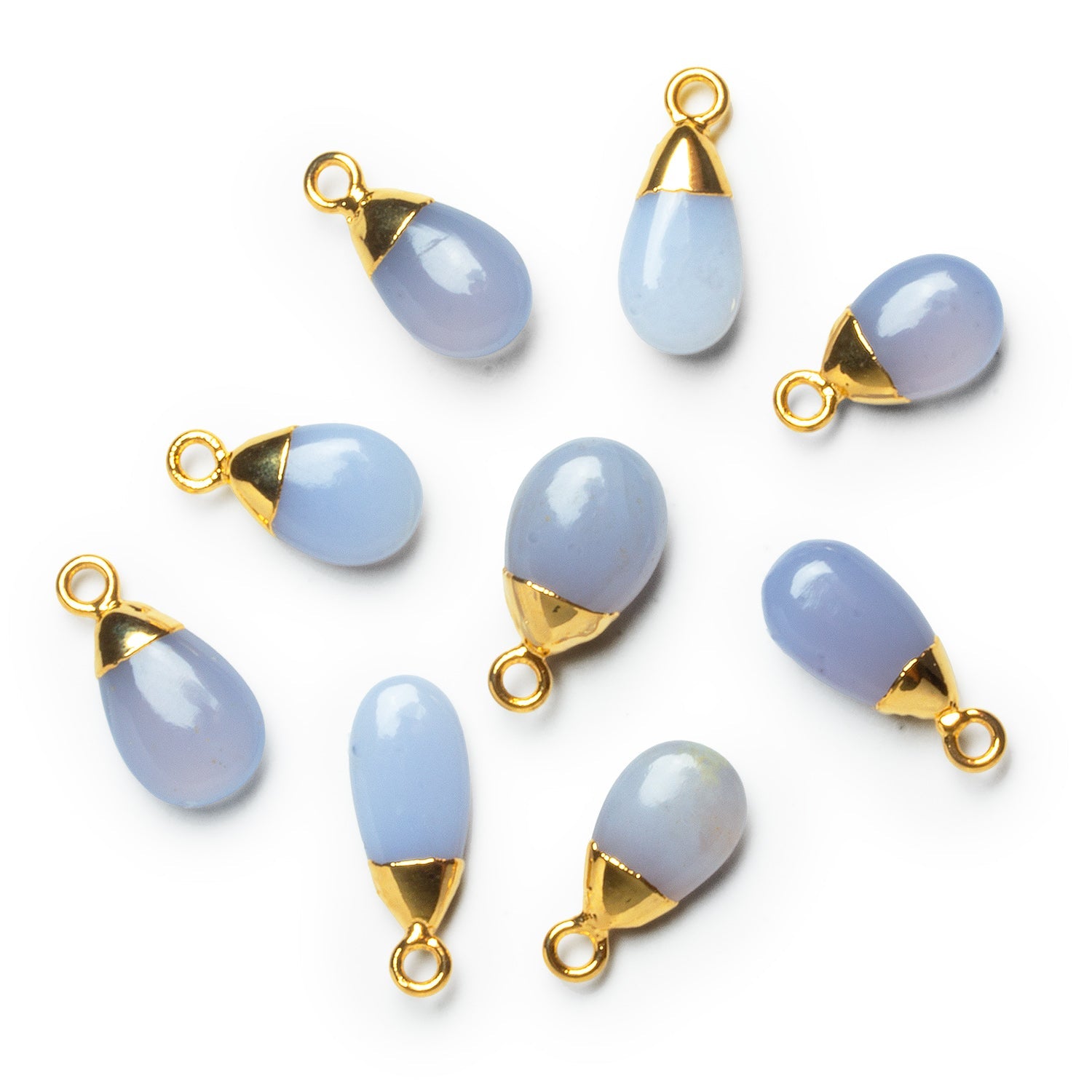 15x8mm Gold Leafed Natural Chalcedony Pear Pendant 1 Bead - The Bead Traders
