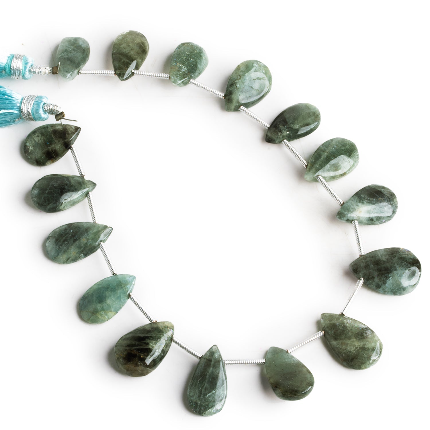 15x8mm Moss Aquamarine Plain Pears 8 inch 15 beads - The Bead Traders