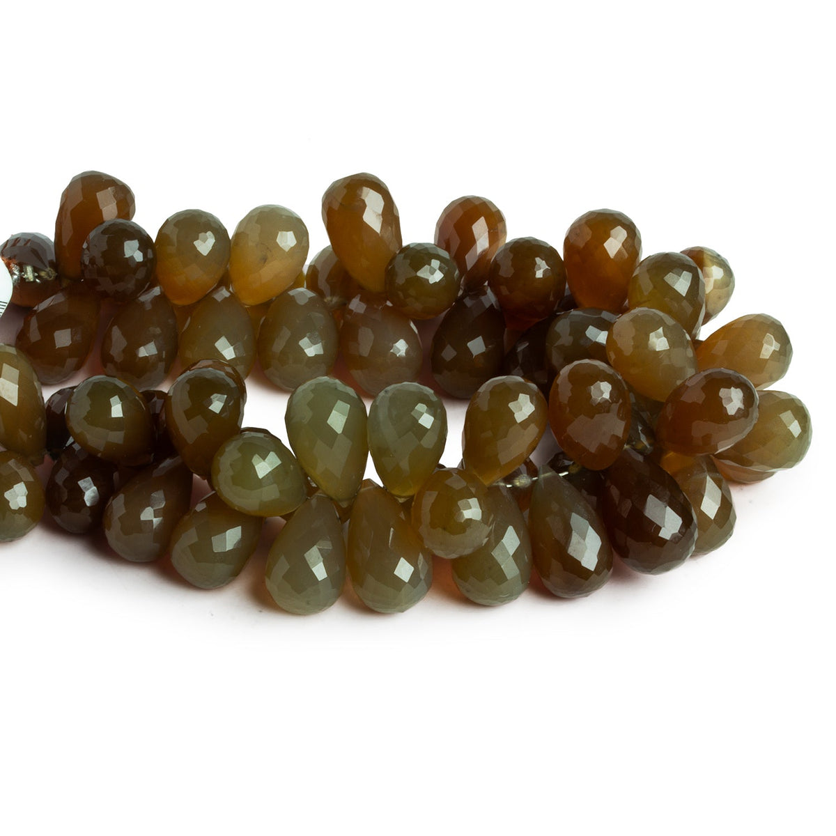 15x9mm Chalcedony Faceted Teardrops 7.5 inch 63 beads - The Bead Traders