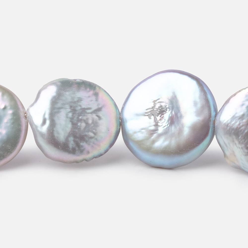 16mm Silver Coin Pearls 16 inch 24 Beads - The Bead Traders