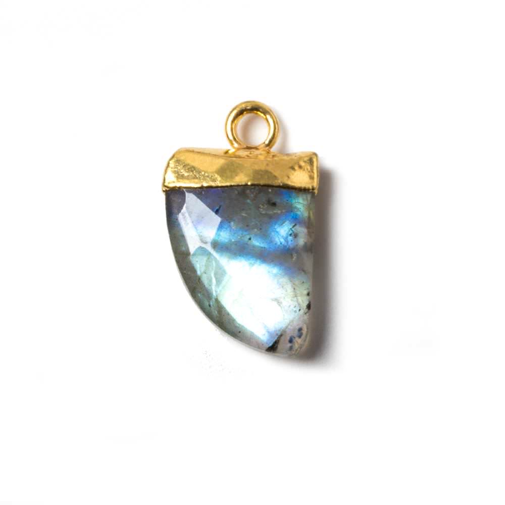 16x10mm Gold Leafed Labradorite Horn Pendants 1 piece - The Bead Traders