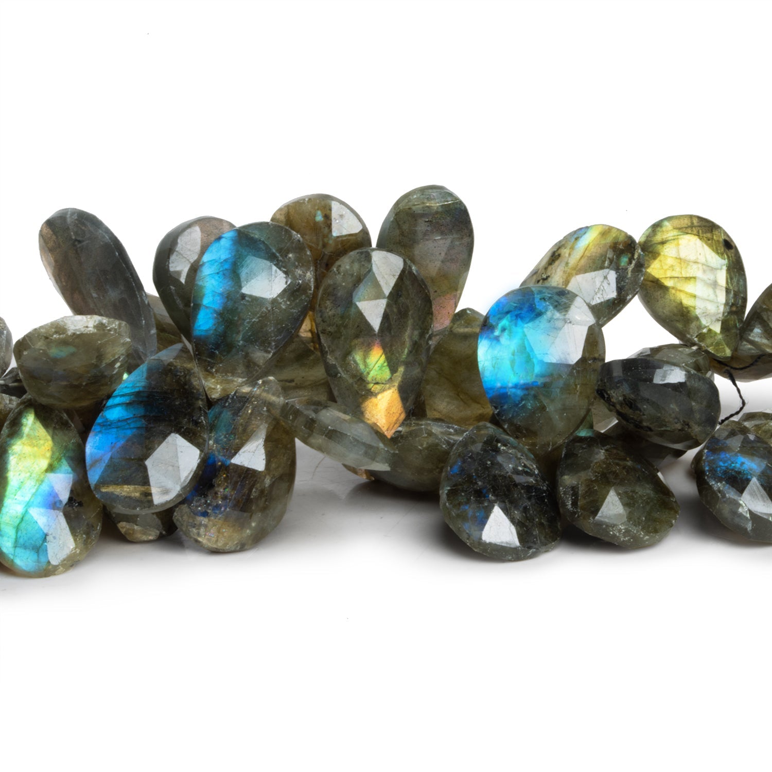 16x10mm Labradorite Faceted Pears 8 inch 35 beads - The Bead Traders
