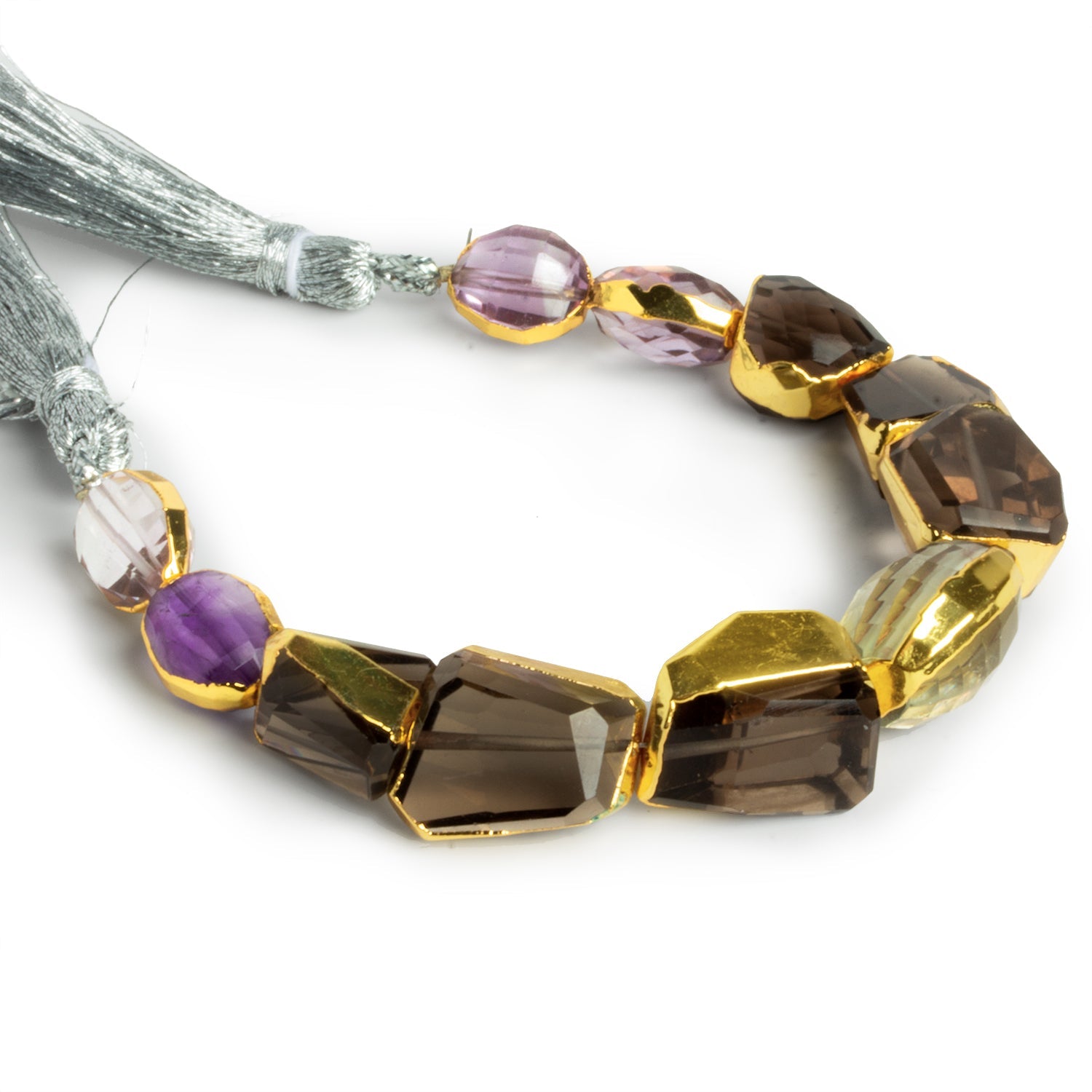 16x11mm Gold Leafed Multi Gemstone Faceted Beads 5.5 inch 11 beads - The Bead Traders