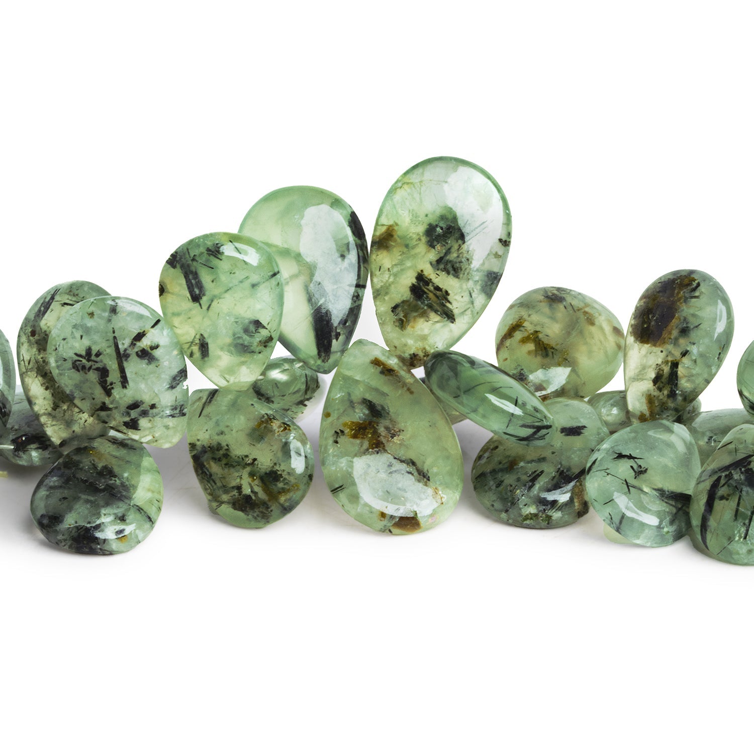 16x11mm Prehnite Plain Pears 8 inch 47 beads - The Bead Traders