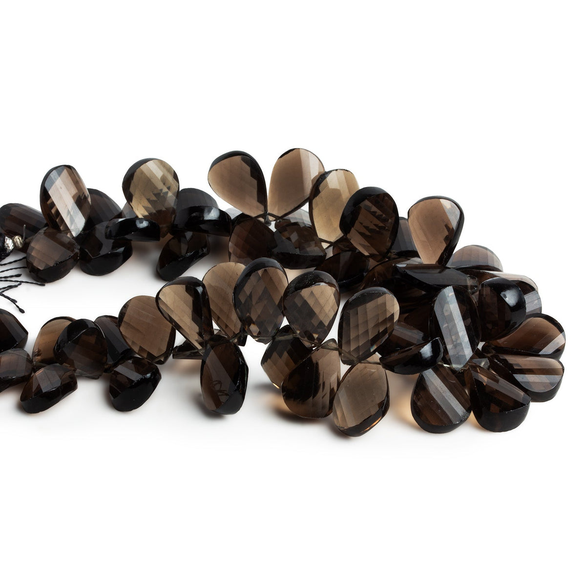 16x11mm Smoky Quartz Faceted Twist Pears 9 inch 54 beads - The Bead Traders
