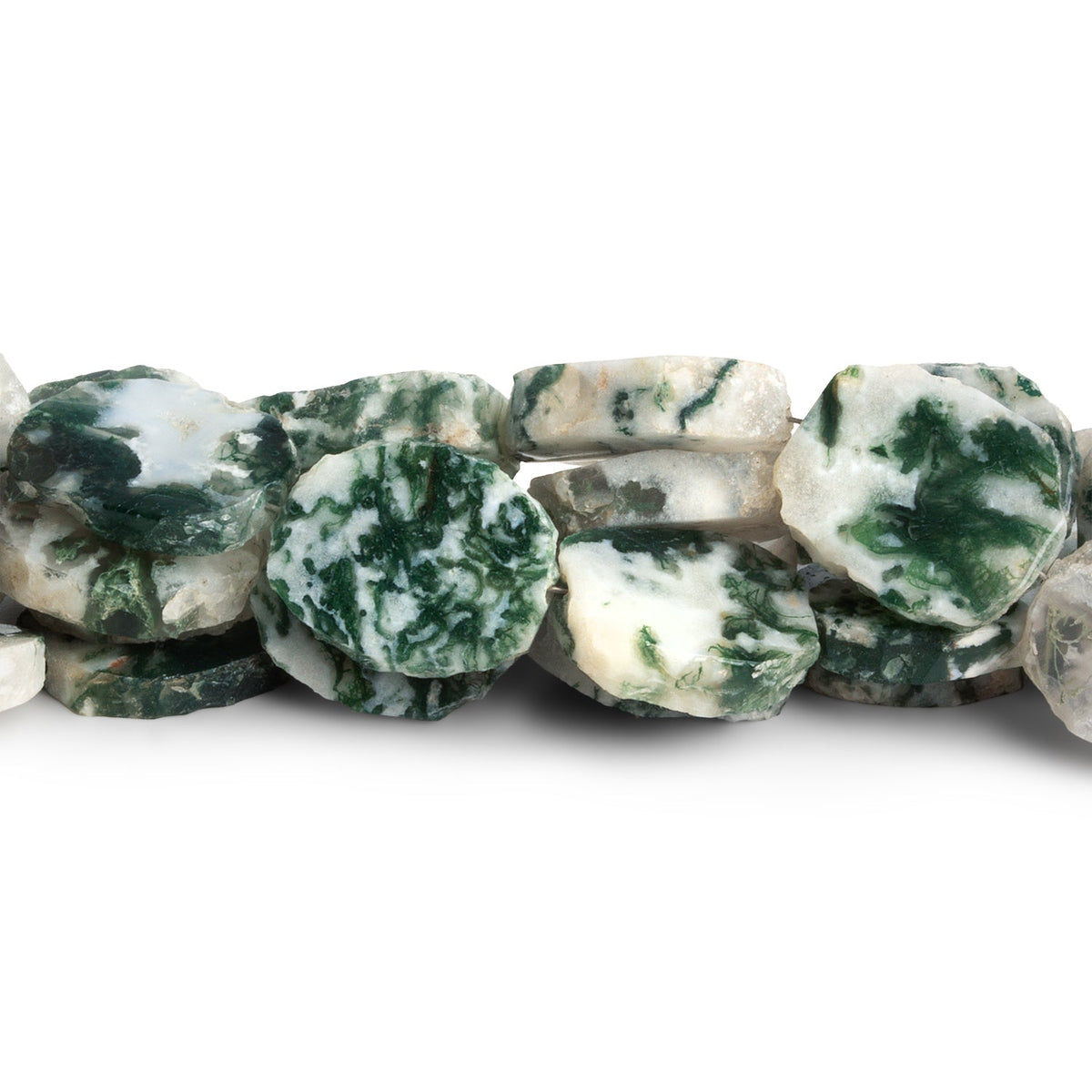 16x13mm Tree Agate Straight Drilled Slices 8 inch 13 beads - The Bead Traders