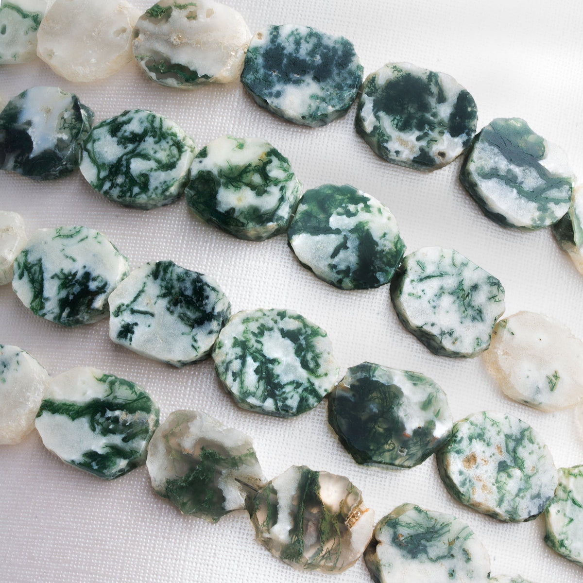 16x13mm Tree Agate Straight Drilled Slices 8 inch 13 beads - The Bead Traders