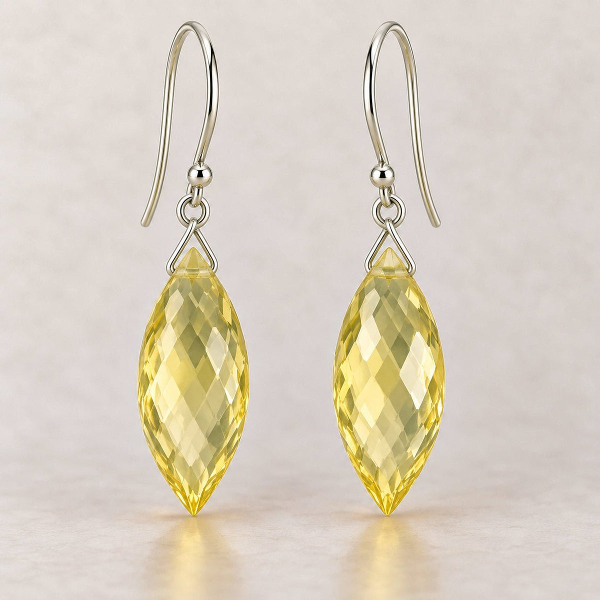 16x7mm Lemon Quartz Teardrop Focals 3 Beads - The Bead Traders