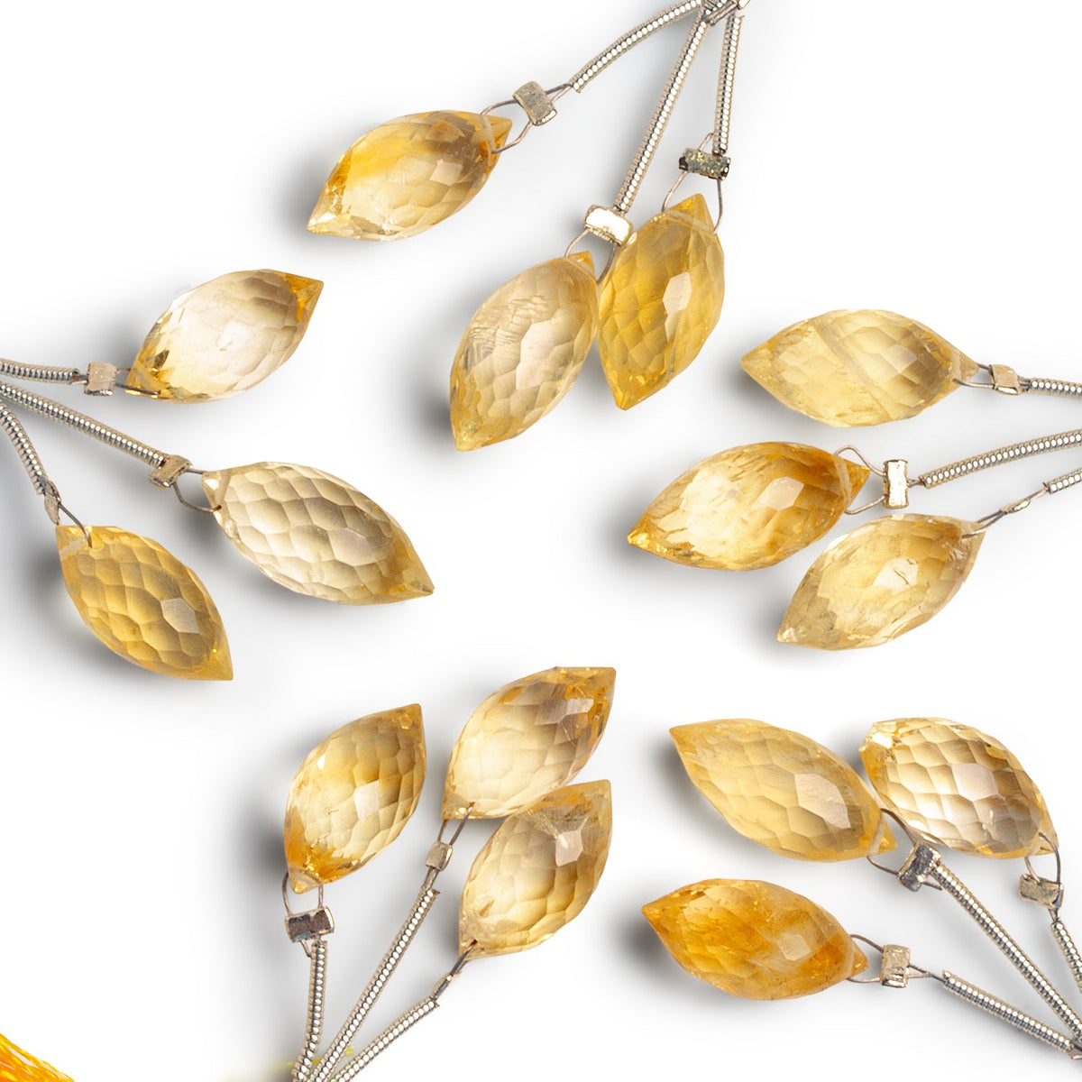 16x8mm Citrine Teardrop Focals 3 Beads - The Bead Traders