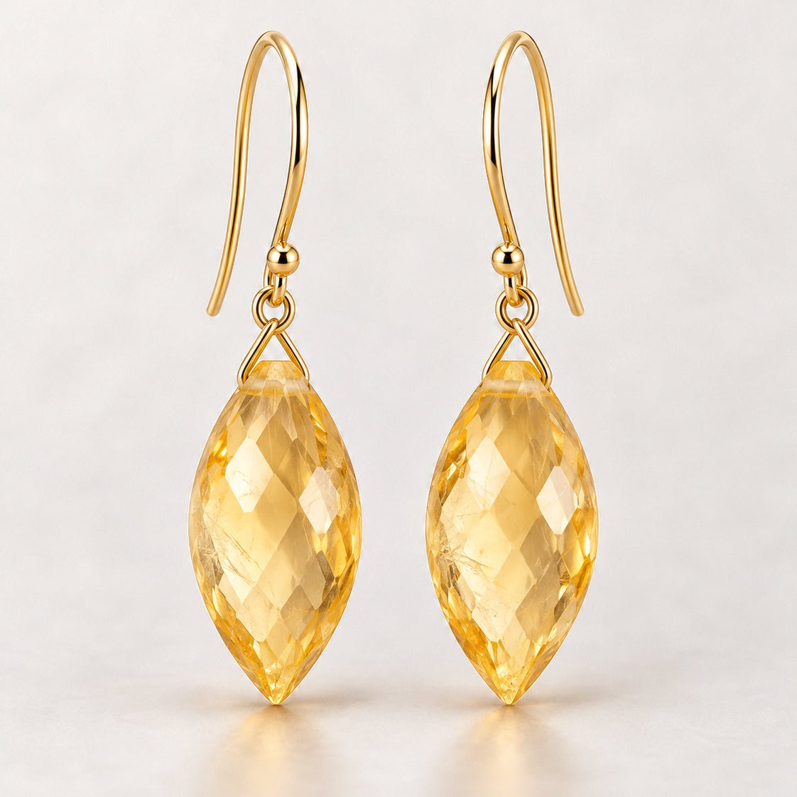 16x8mm Citrine Teardrop Focals 3 Beads - The Bead Traders
