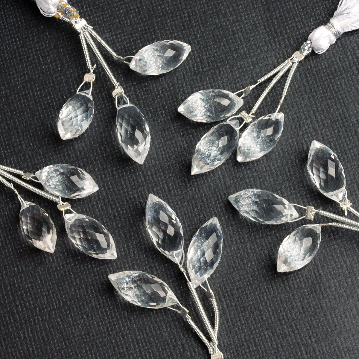 16x8mm Crystal Quartz Teardrop Focals 3 Beads - The Bead Traders