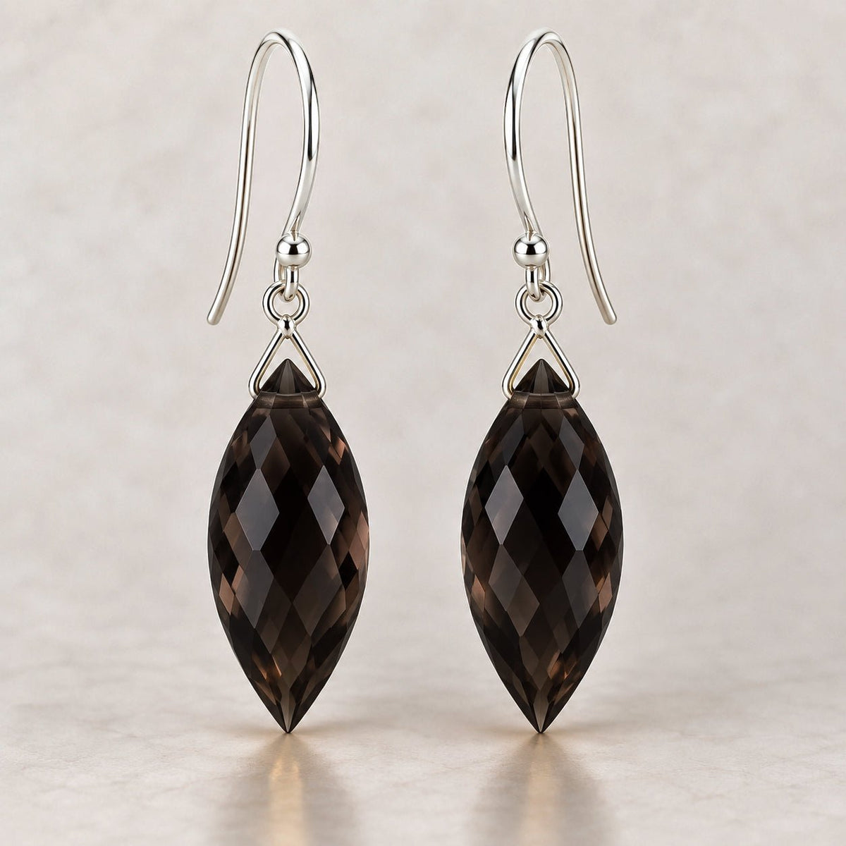 16x8mm Smoky Quartz Teardrop Focals 3 Beads - The Bead Traders