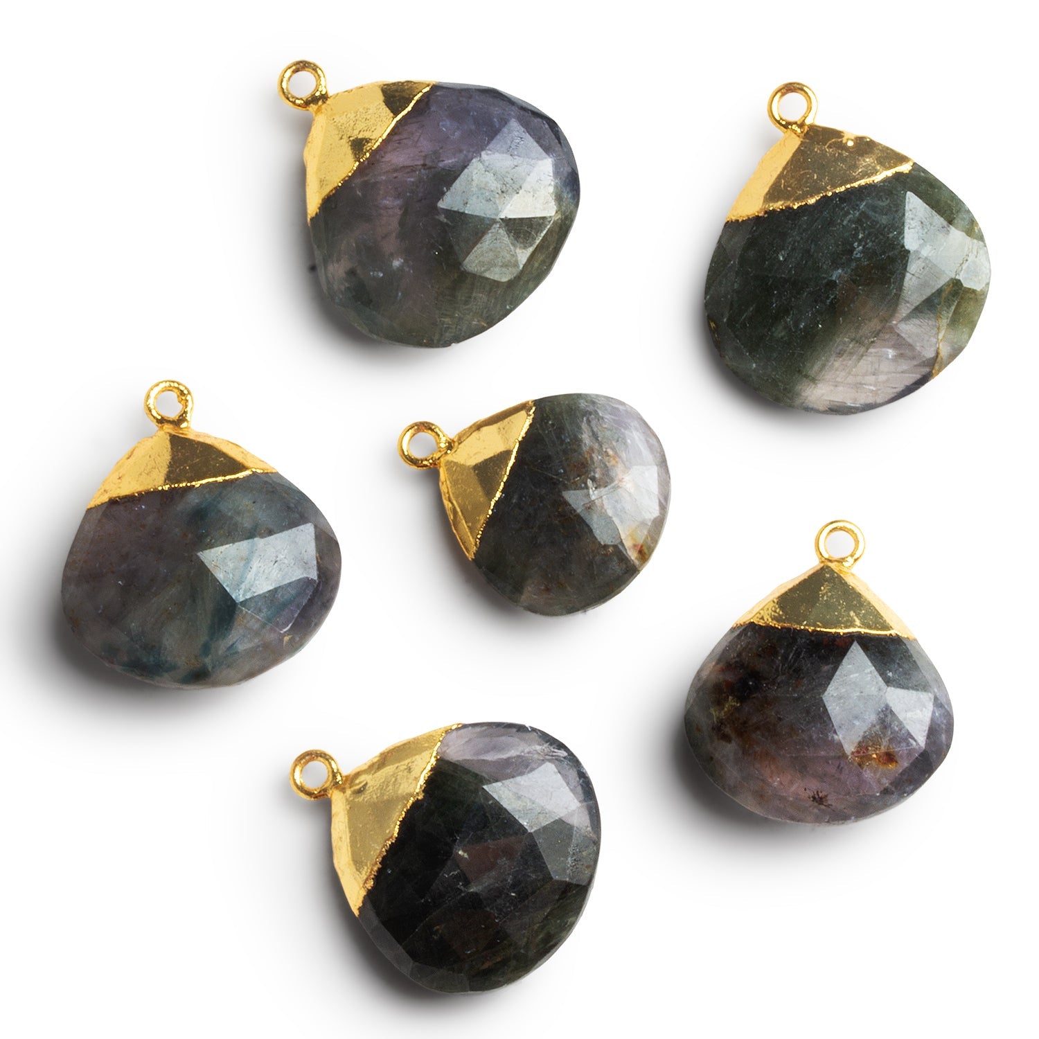 17-23mm Gold Leafed Iolite Faceted Heart Pendant 1 Bead - The Bead Traders
