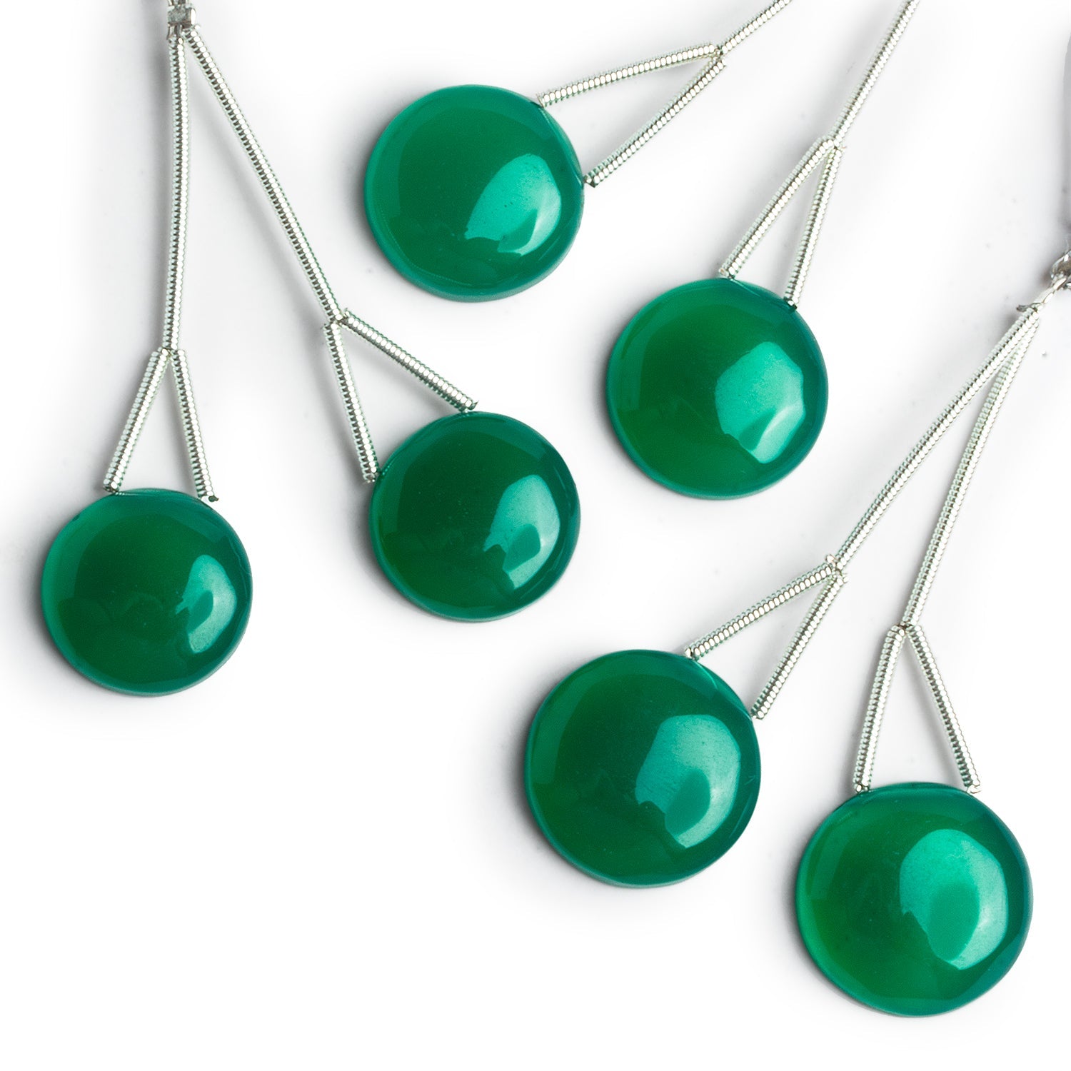 17mm Dark Green Chalcedony Coin Focals Set of 2 Beads - The Bead Traders