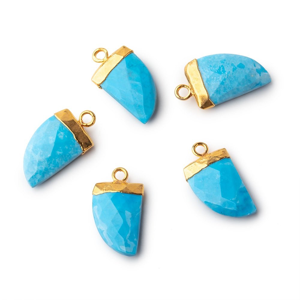 17x10mm Gold Leafed Turquoise Howlite Horn Pendant 1 piece - The Bead Traders