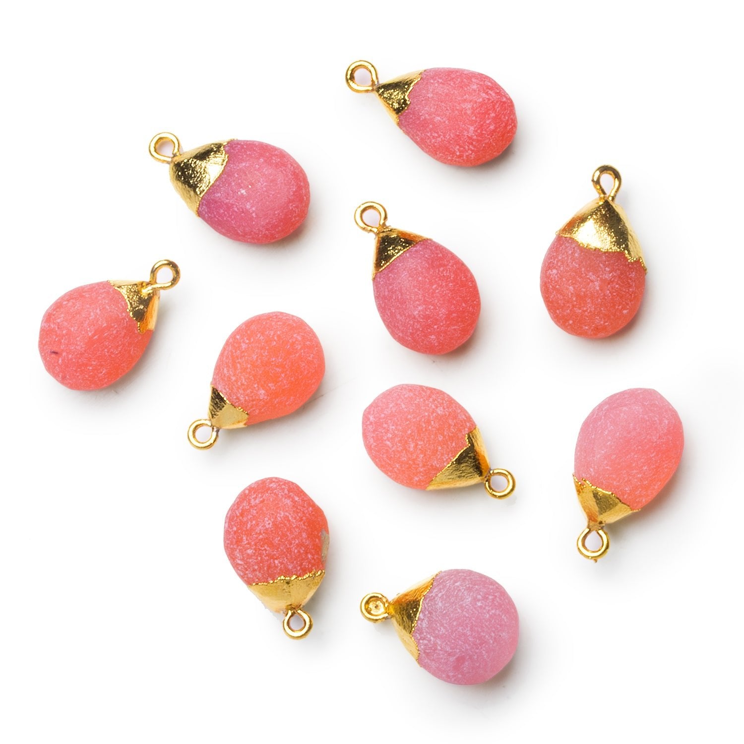 17x10mm Gold Leafed Watermelon Chalcedony Pear Pendant 1 Bead - The Bead Traders
