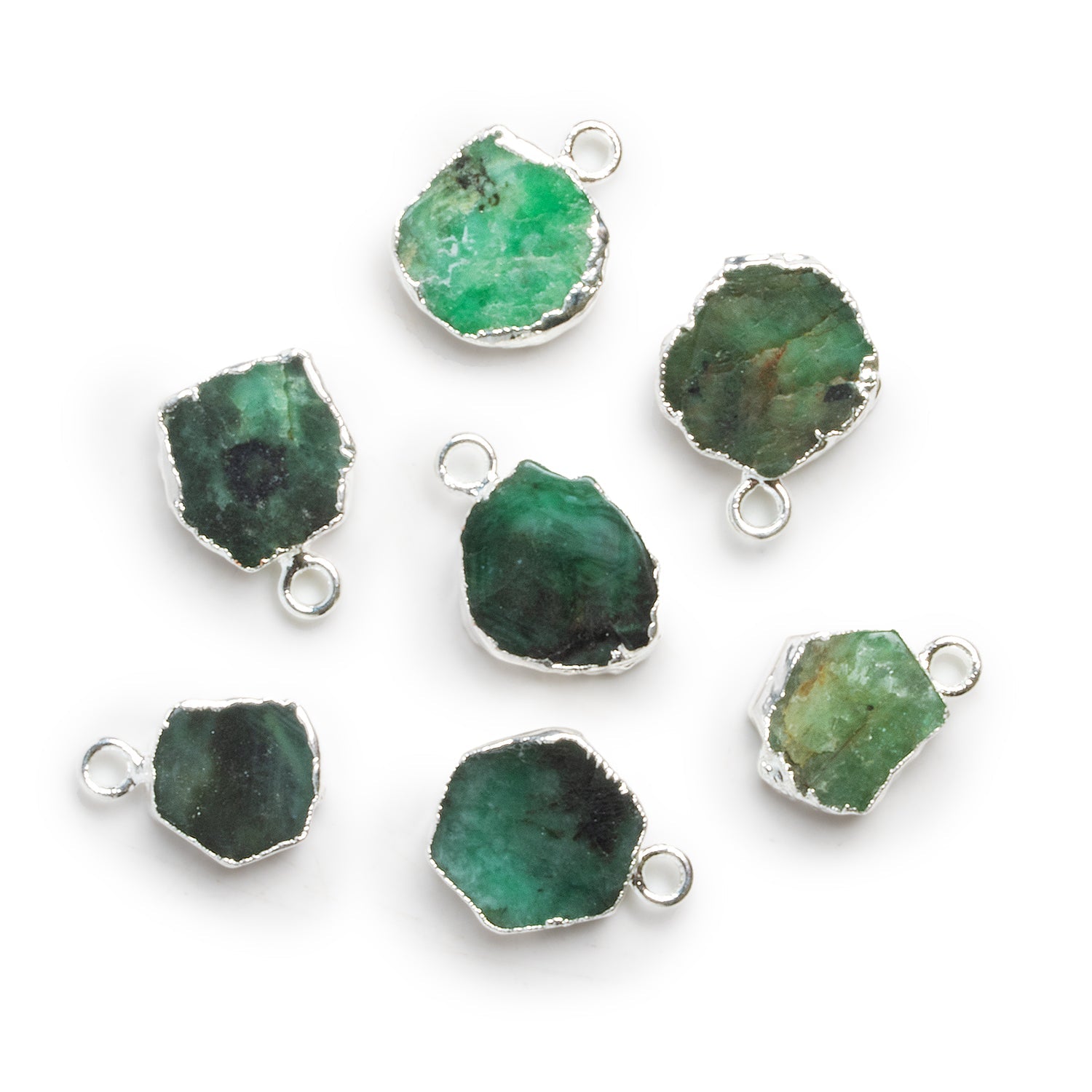 17x12mm Emerald Slice Silver Leafed Pendant 1 Bead - The Bead Traders