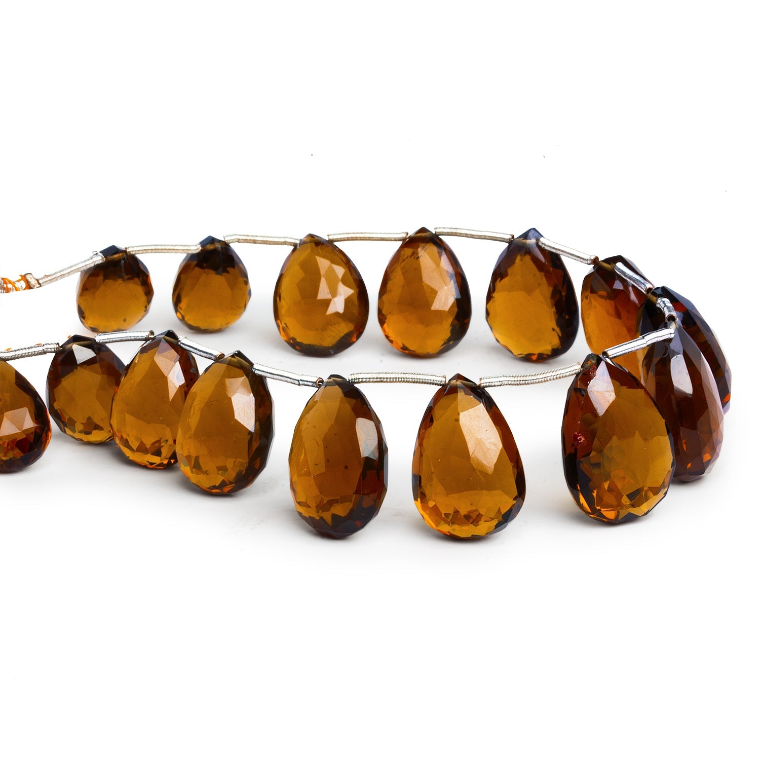 17x12mm Whisky Quartz Faceted Pears 8 inch 15 beads - The Bead Traders