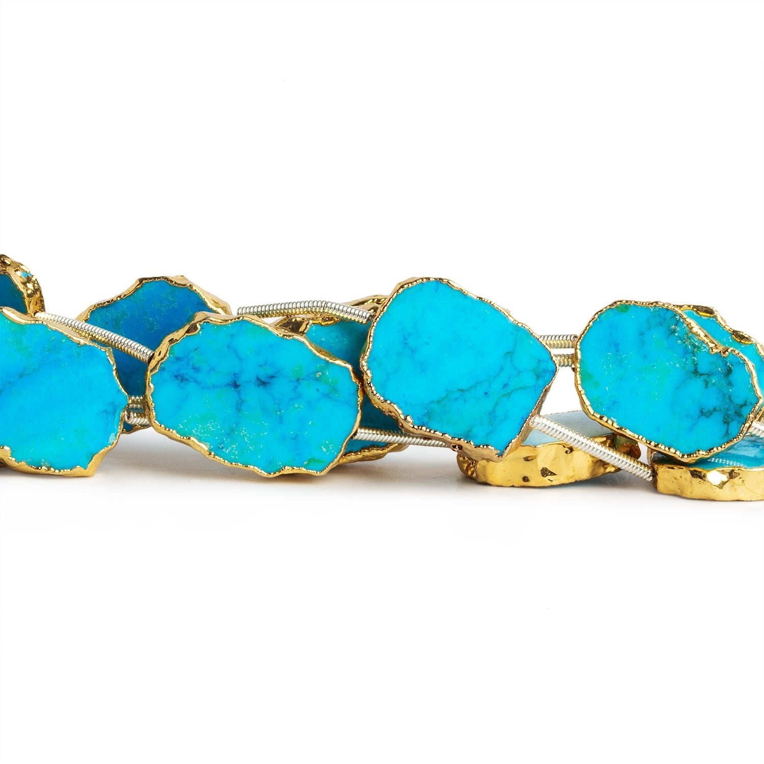 17x13mm Gold Leafed Howlite Straight - Drilled Slices 11 inch 11 beads - The Bead Traders