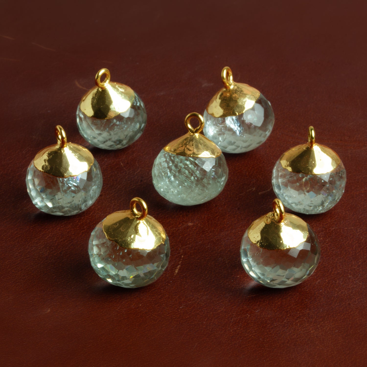 17x14mm Gold Leafed Prasiolite Candy Kiss Pendant 1 Bead - The Bead Traders