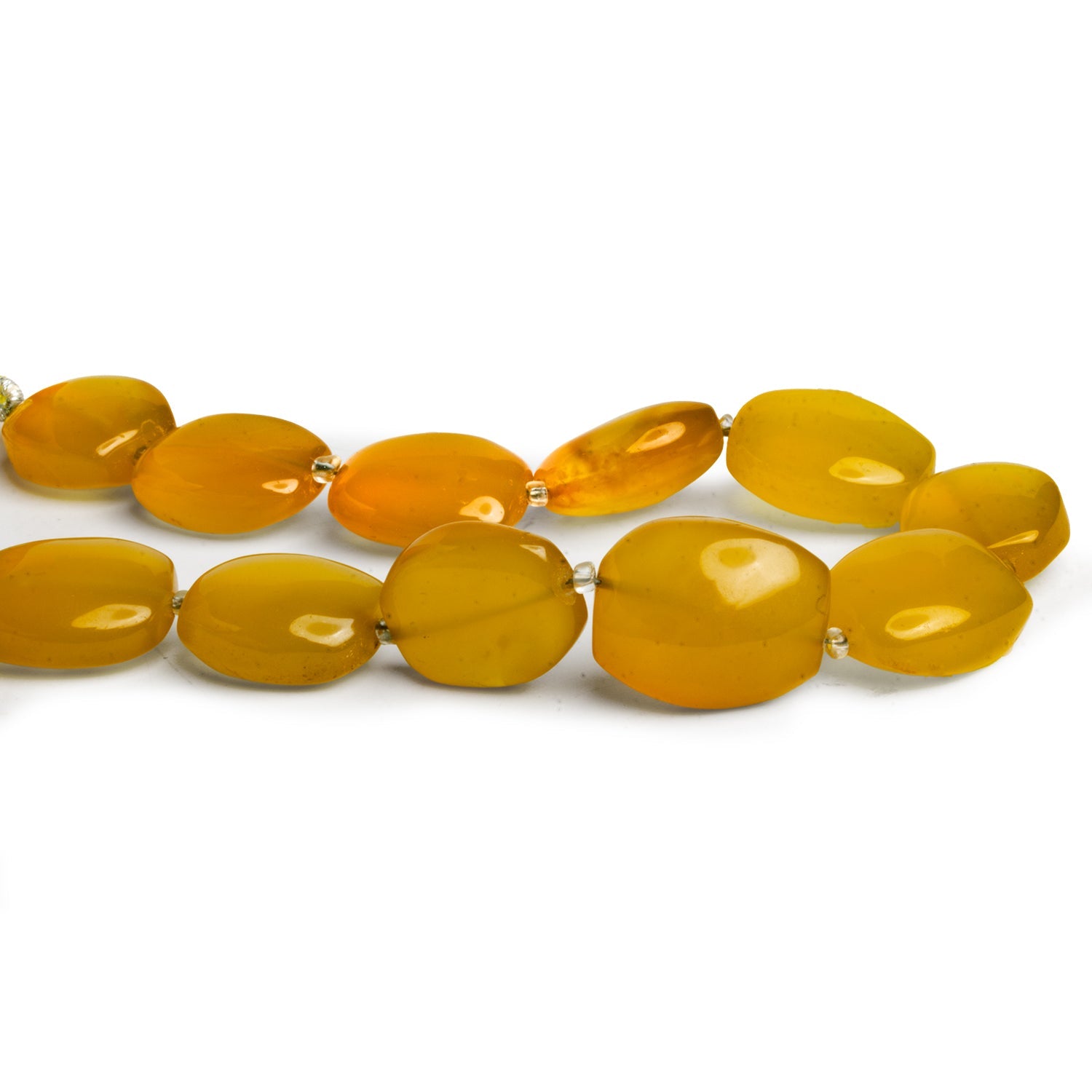 17x15mm Canary Yellow Chalcedony Cushions 8 inch 11 beads - The Bead Traders