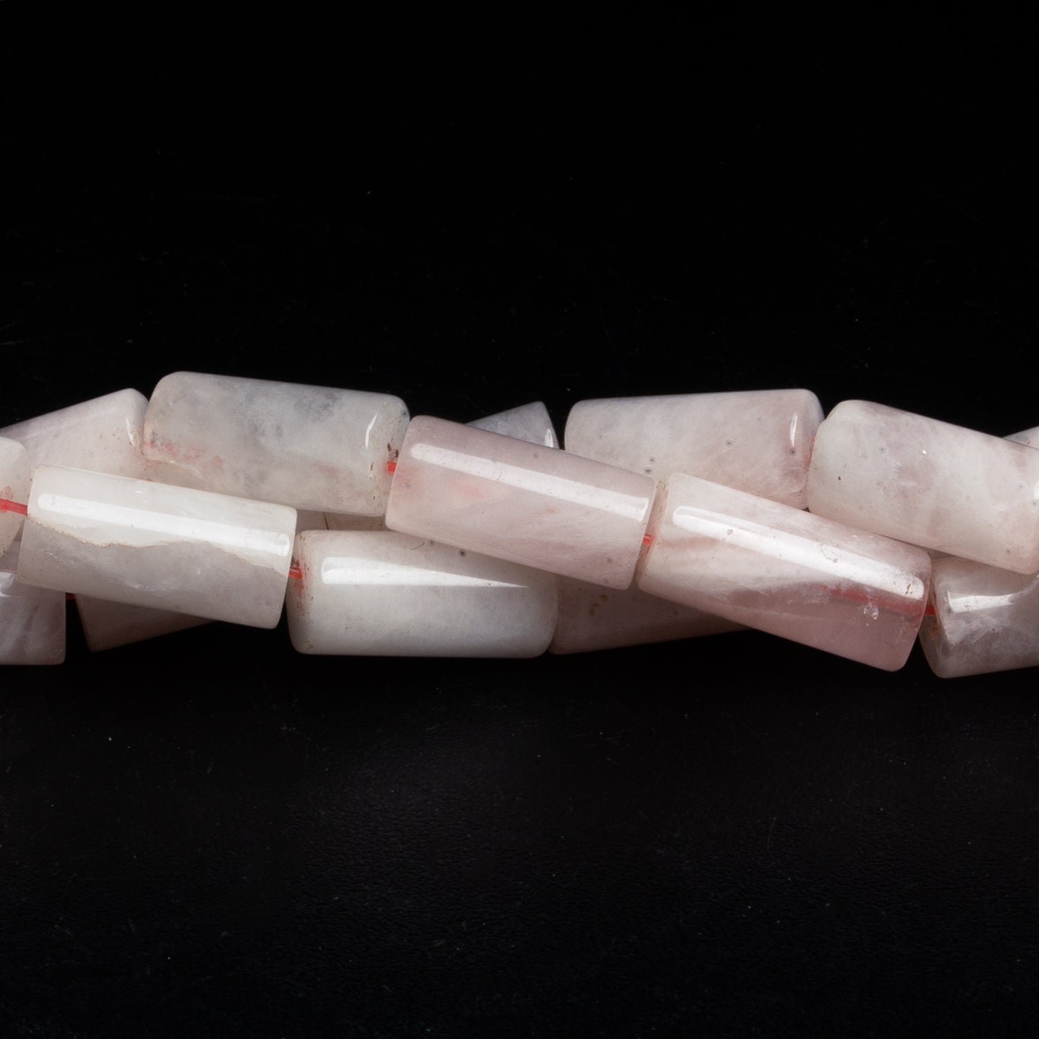 17x8mm Rose Quartz Tubes 15 inch 23 beads - The Bead Traders